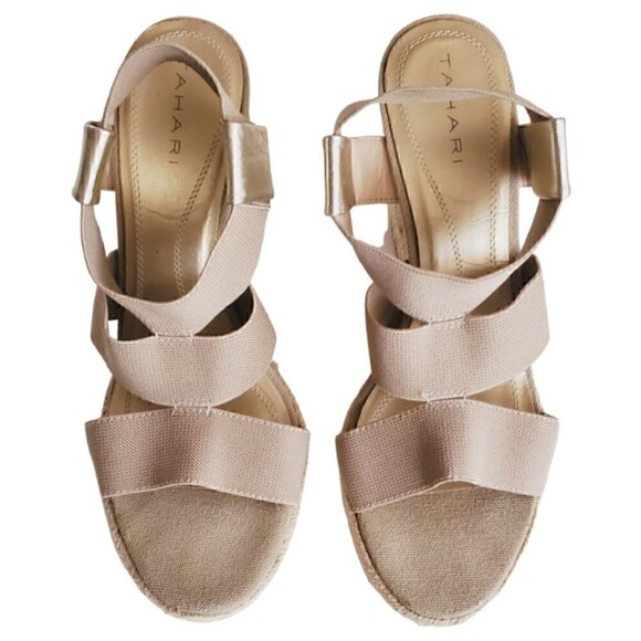 BEIGE Tan Cross Strap Jute Wedges - Picture 7 of 7